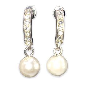 Victor Hugo Pierced Earrings Glass Pearl with Crystals